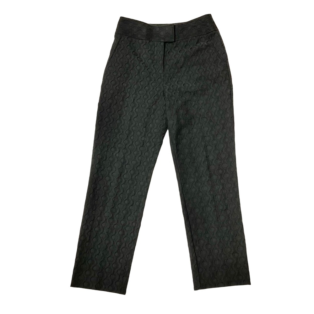 Rebecca Taylor women's pants trouser jacquard textured slim crop cotton black 4